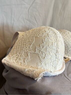 aerie Lace Overlay Padded Bra in Ivory